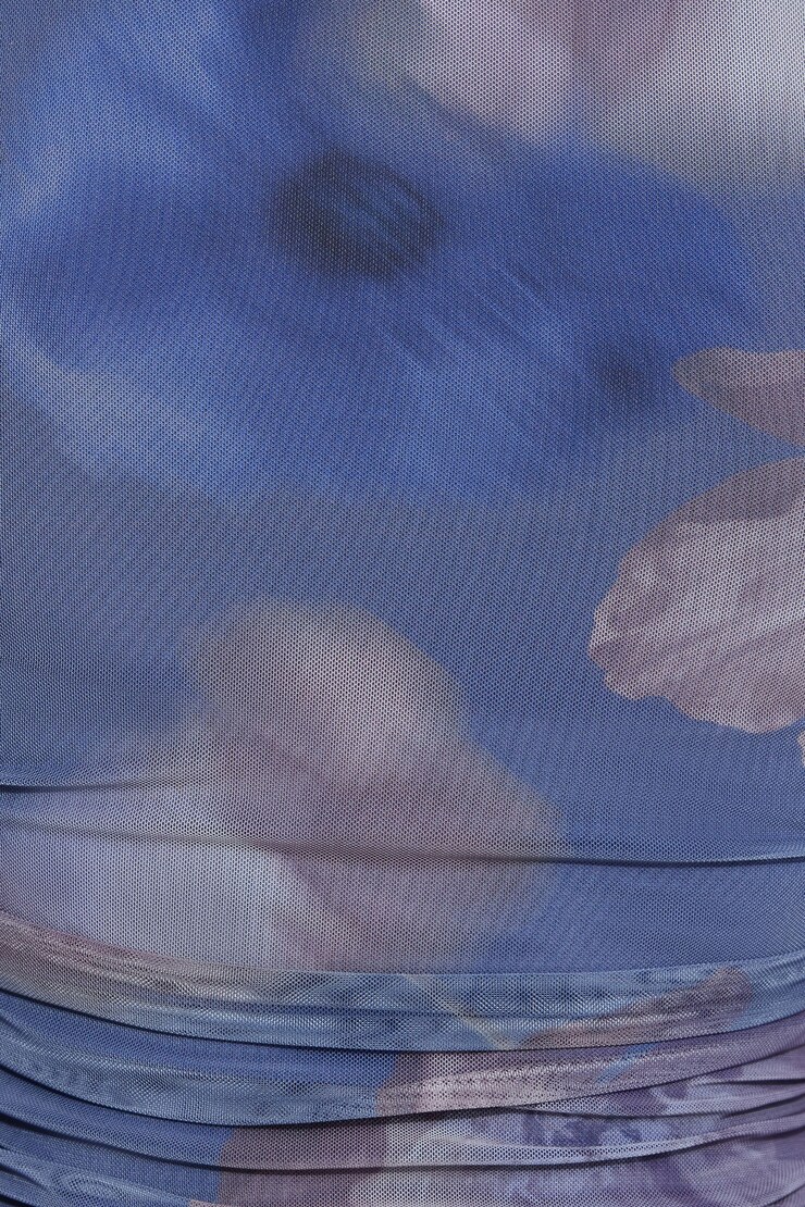 Scarlette Ruched Mesh Top Violet & Blue Floral large