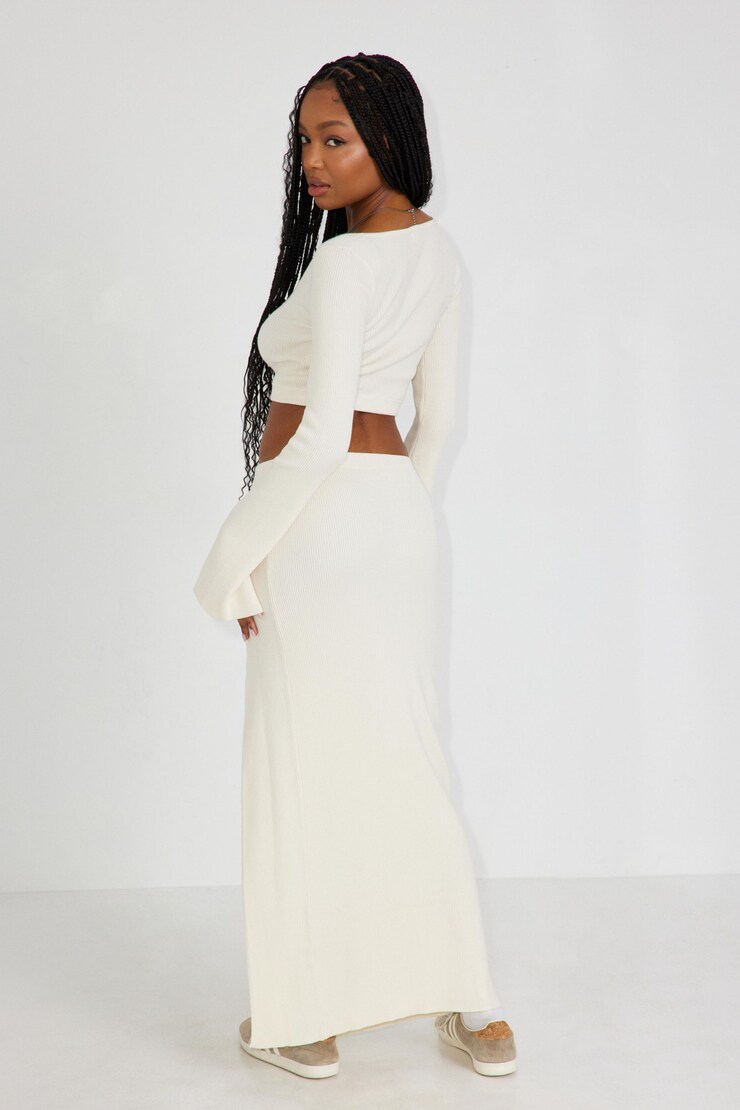 Maxi Slit Skirt, Sea Salt Beige, large