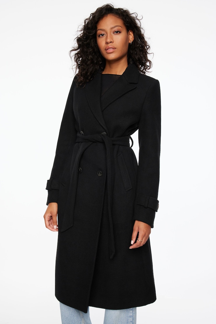 Belted Maxi Coat Jet Black  large