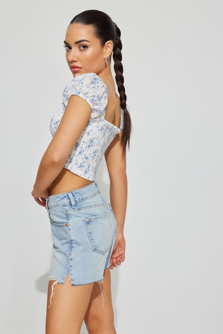 Vintage Cut-Off Denim Short, Pearl Blue, large