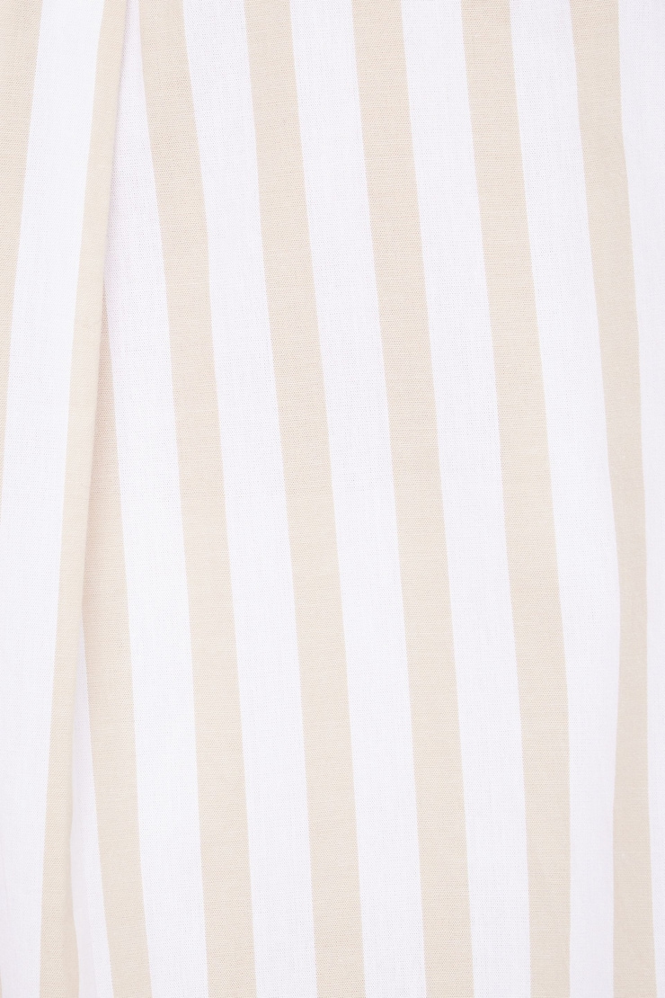 Frida Striped Oversized  Button Up Shirt Light Beige & White Pinstripe large
