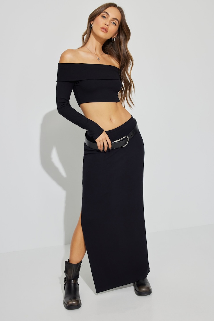 Kayla Foldover Off Shoulder Top Black | Garage