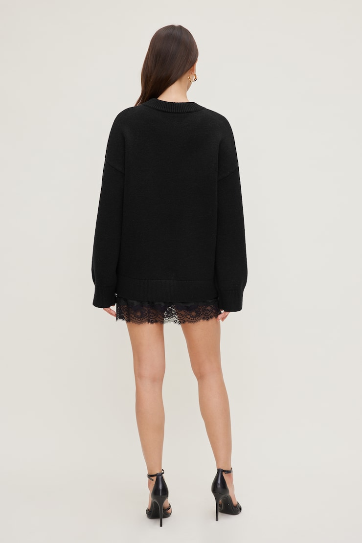 Oversized Crewneck Sweater Jet Black large