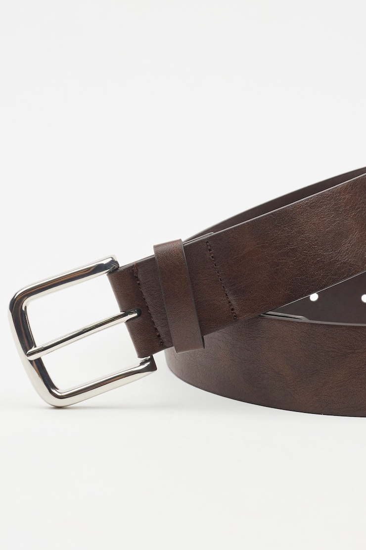 Square Classic Belt, Silver/Brown, large