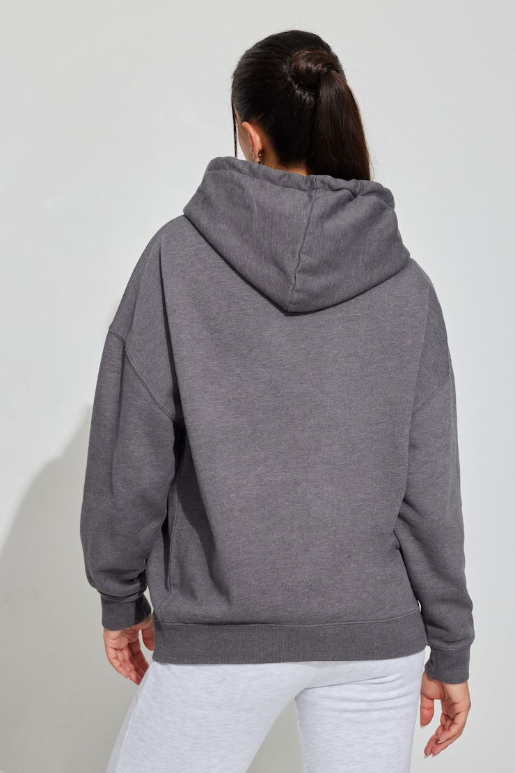 Oversized Hoodie Zippie, Forged Iron Grey with "New York" Art, large