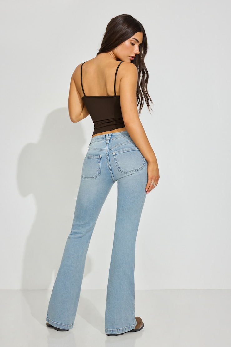 Low Rise Flare Jeans, Medium Indigo, large
