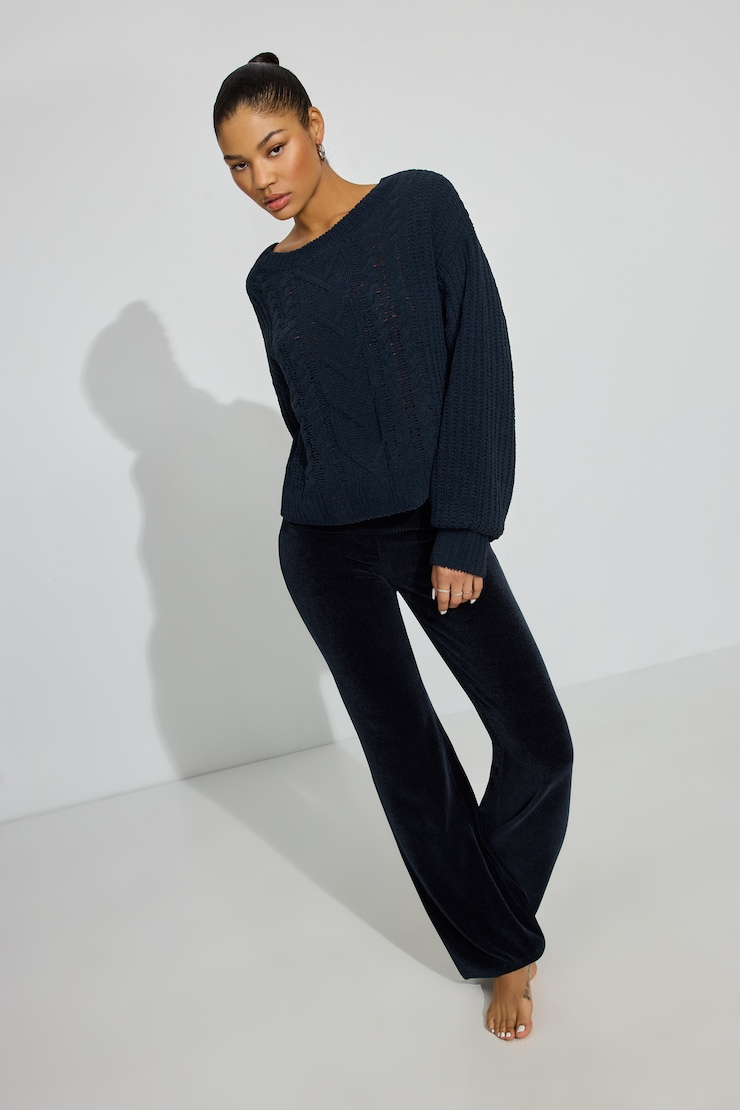 Chenille Oversized Sweater, Mariana Blue, large