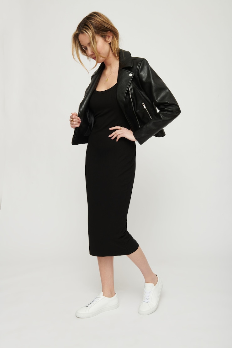 Nova Ribbed Midi Dress Jet Black large