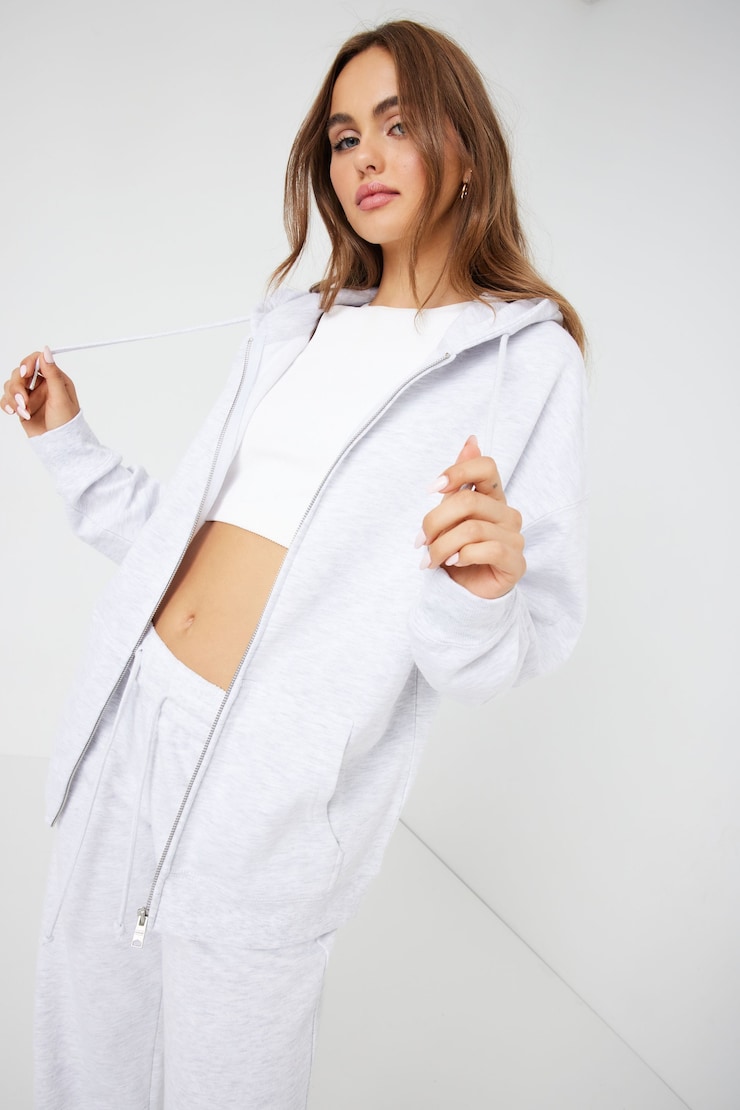 Oversized Hoodie Zippie, Spring Grey Mix, large