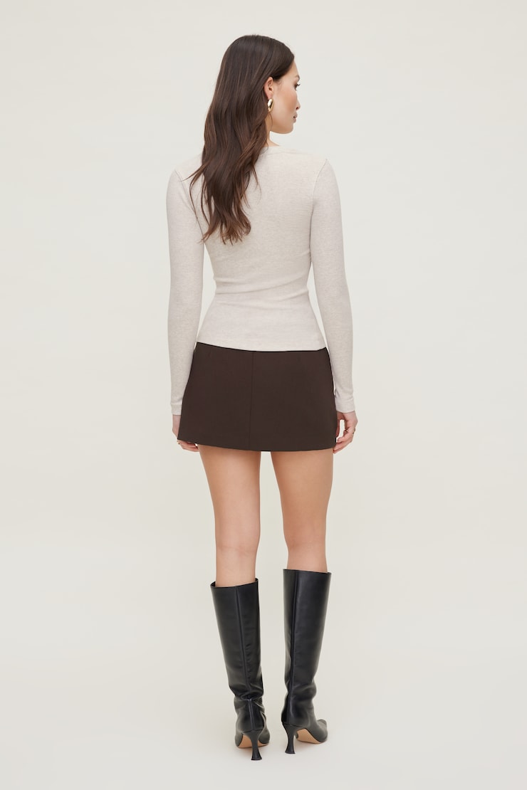 Tedi Ribbed Long Sleeve T Shirt Atmosphere Melange Beige large