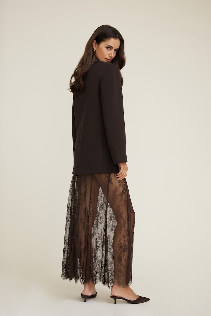 Sheer Lace Maxi Skirt Java Brown large