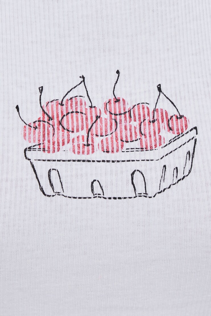 Kenny Tank Top, Bright White with "Cherries" Art, large