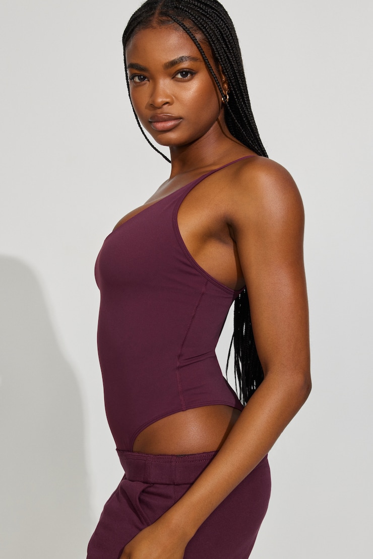 Active Scoop Bodysuit, Fig Fantasy Maroon, large
