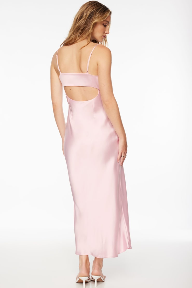 Open Back Satin Maxi Dress Fairy Tale Pink large