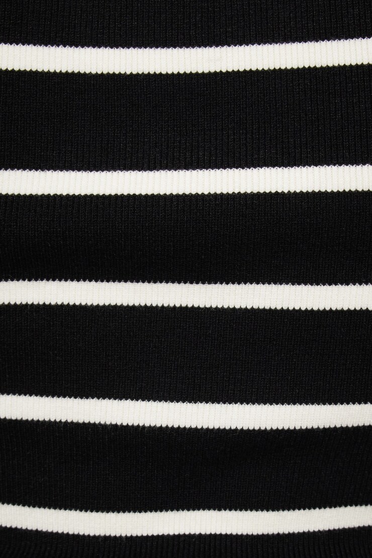 Crewneck Sweater Tank Top  Jet Black & Snow White Stripe large
