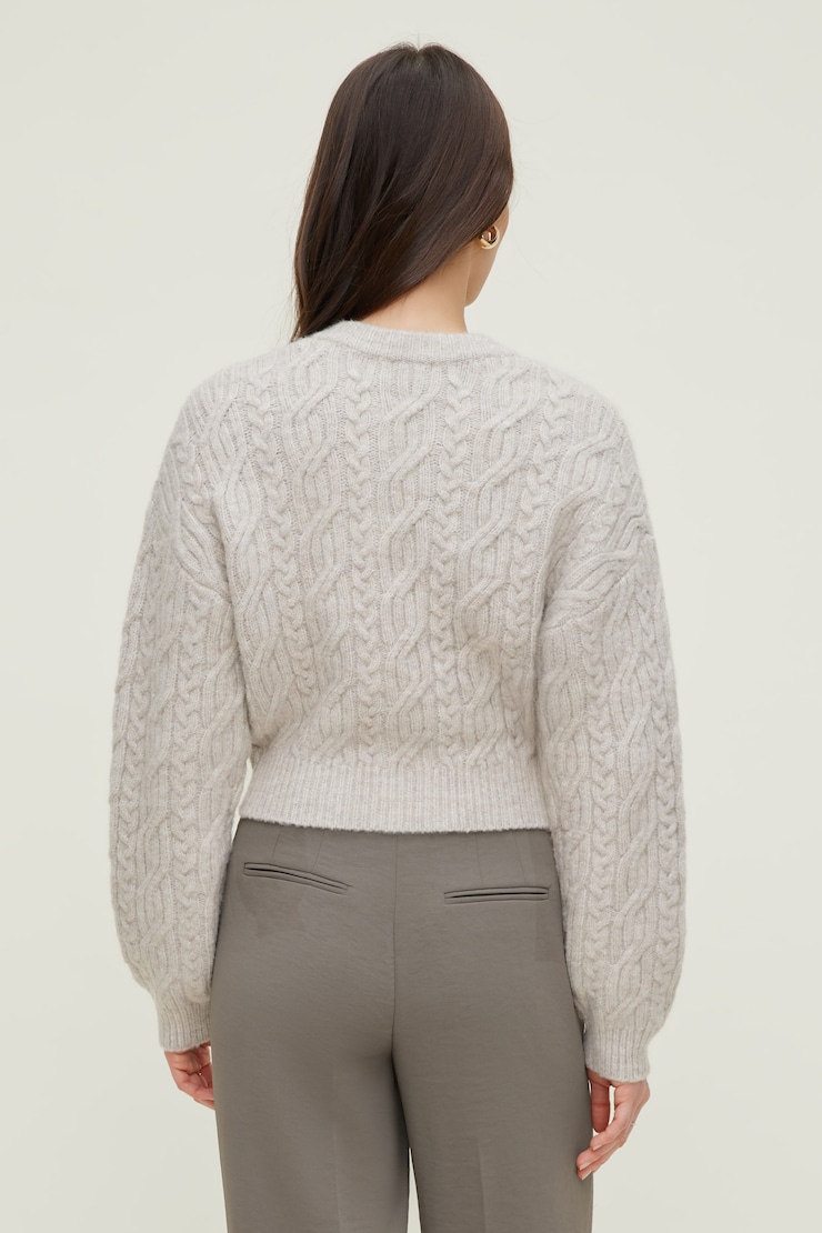 Cable Knit Zip Up Sweater