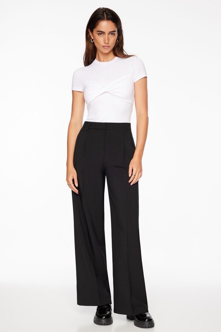 Eversleek | Ellie Pleated Wide Leg Pants Jet Black large