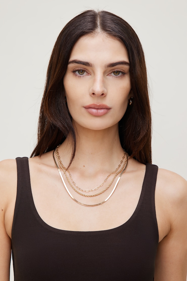 3-Pack Mixed Chain Necklaces Gold large