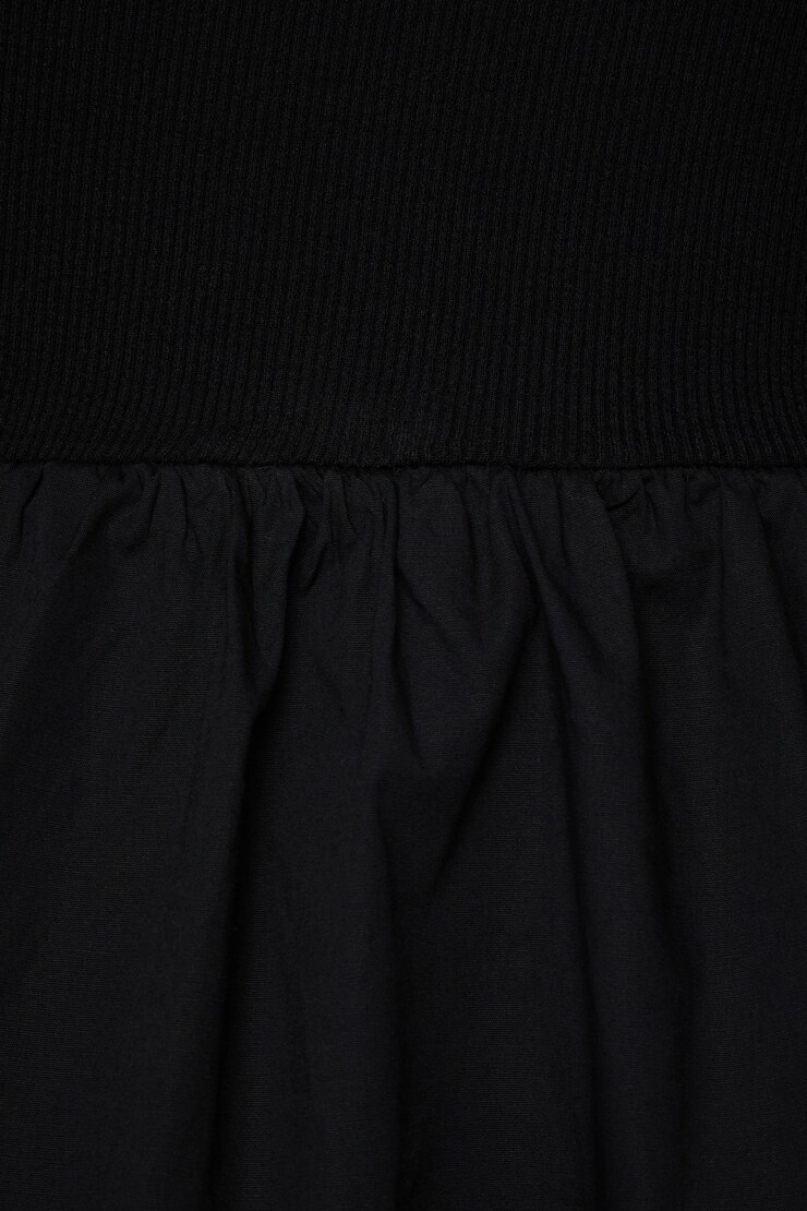 Mixed Media Flare Mini Dress Jet Black large