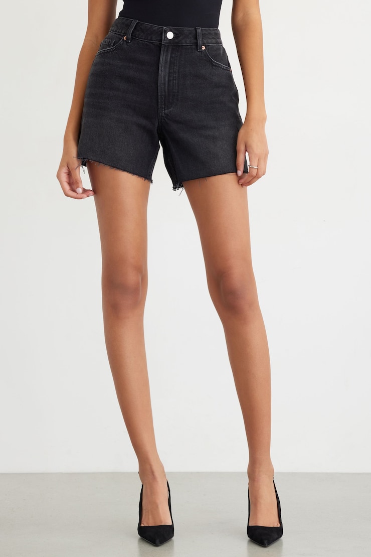 Gabi Mid Thigh Jean Shorts Black Dark large