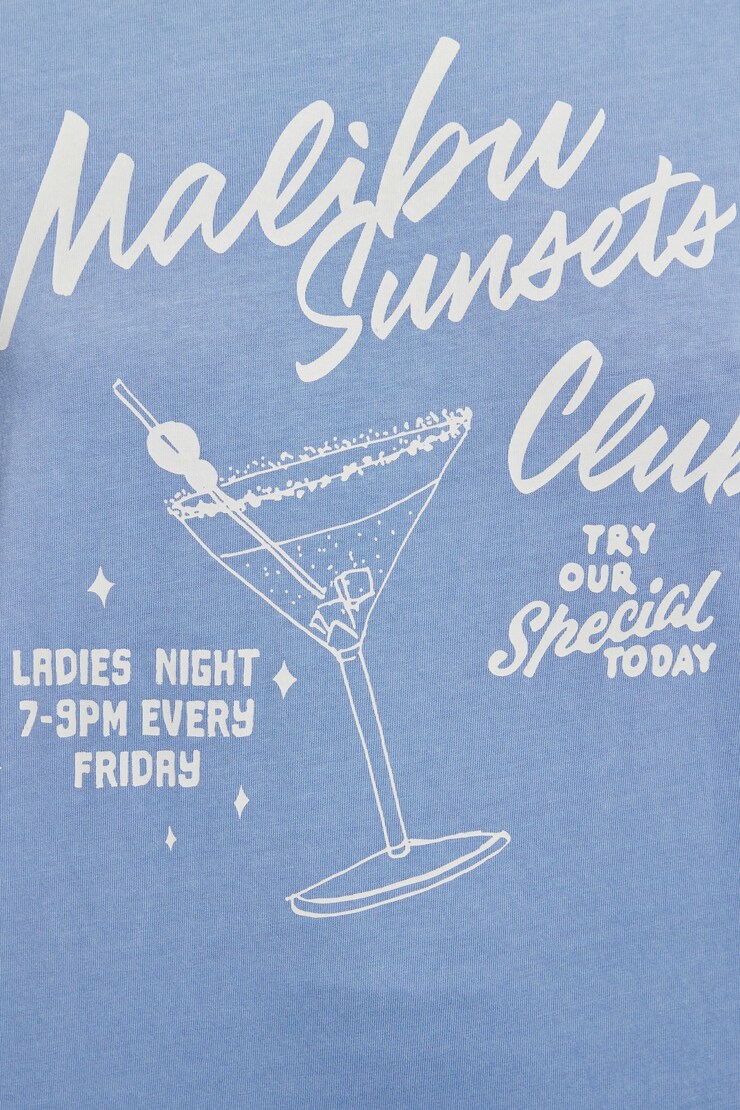 Ex Boyfriend Tee, Washed Blue Skies with "Malibu" Art, large