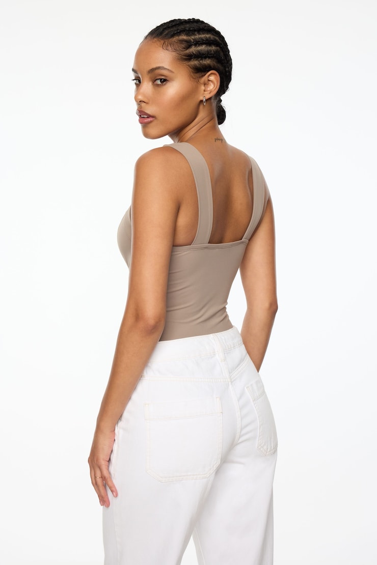 Addie Sculpt Corset Bodysuit  Cinder Taupe large