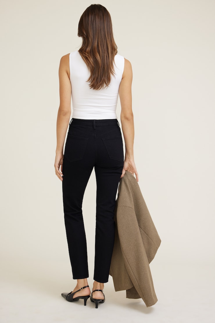 Goldie Stretch High Rise Skinny Leg Jeans Dark Black / Noir large