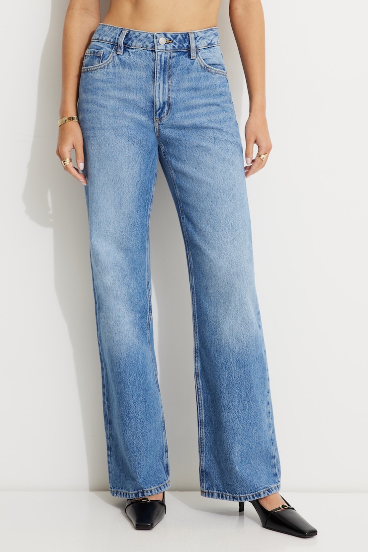 Heidi High Rise Wide Leg Jeans Medium Light Indigo Blue / Free Spirit large