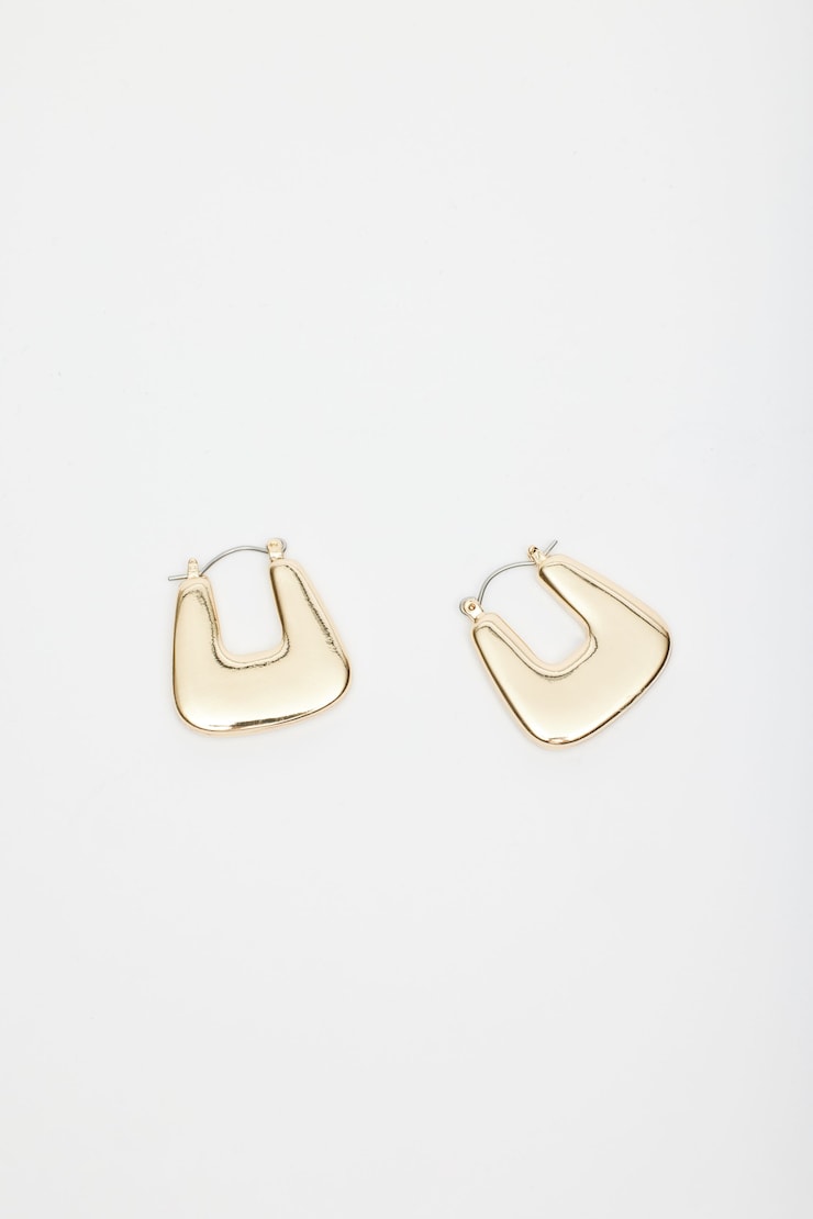 Chunky Square Hoop Earrings Gold large