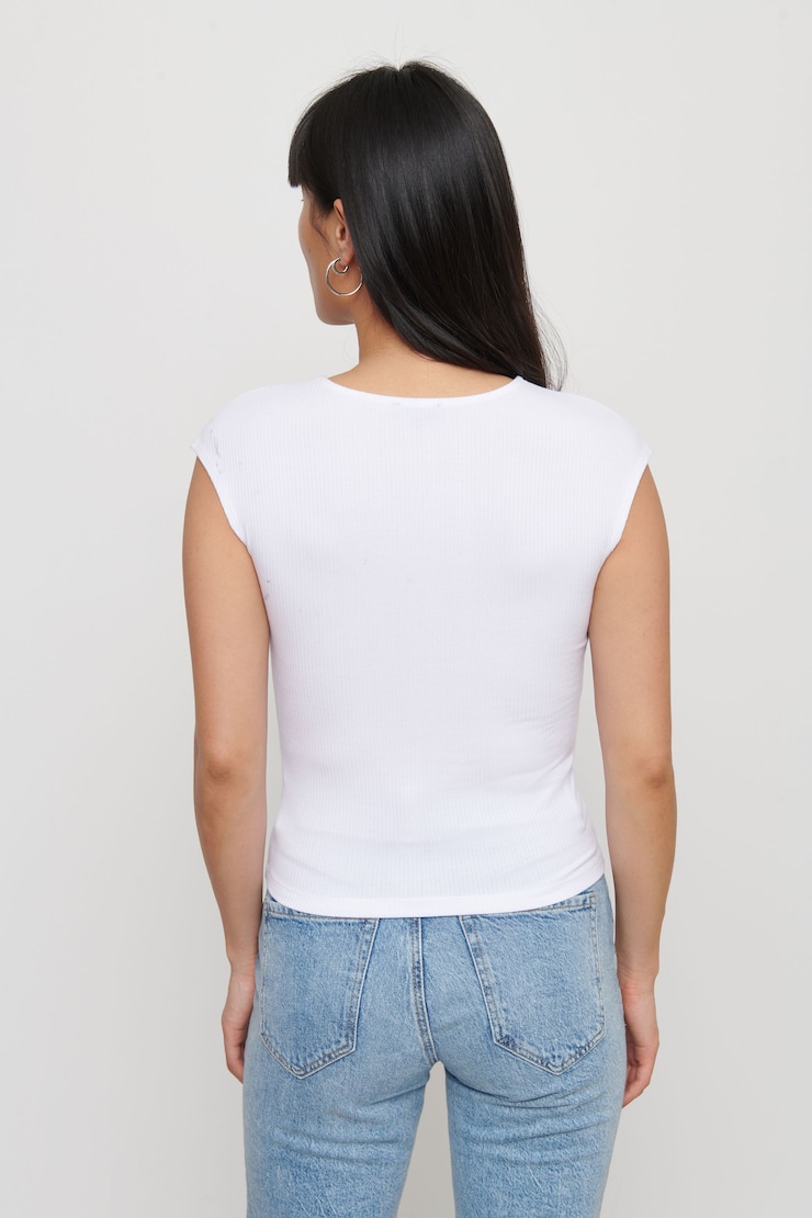Bianca Ribbed Bodycon Top Bright White large