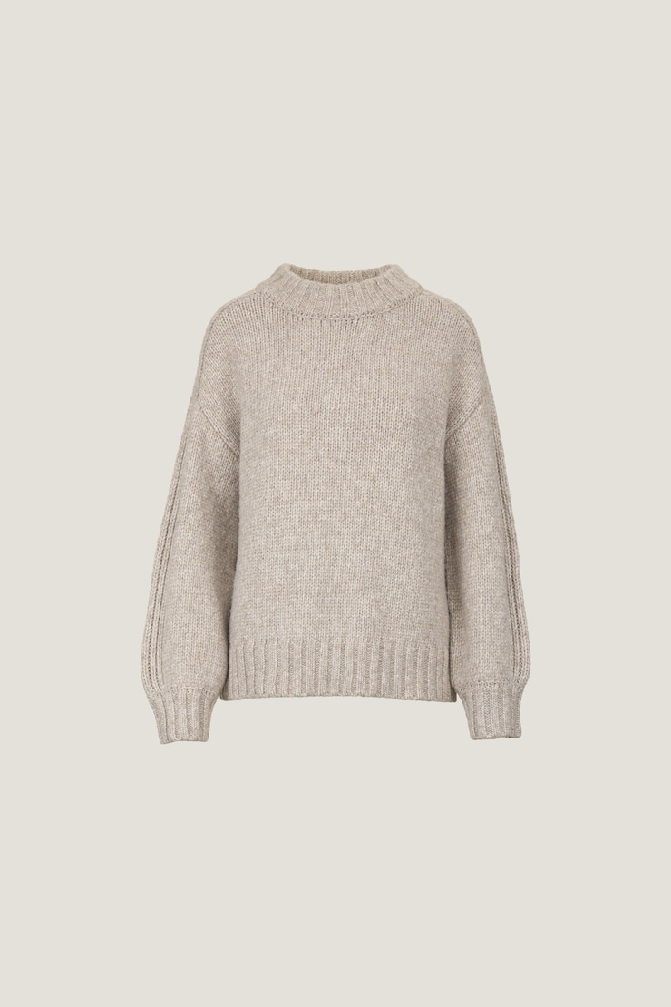 Mabel Chunky Crewneck Sweater Light Chalet Brown Melange large