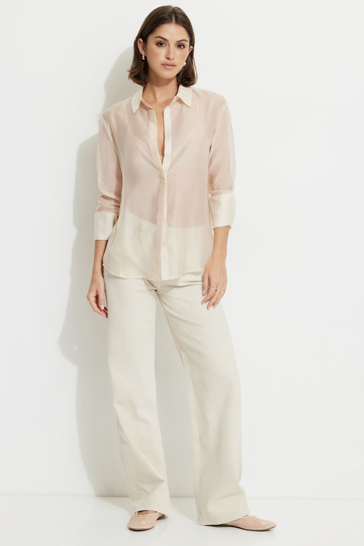 Sheer Relaxed Shirt Champagne Pop large