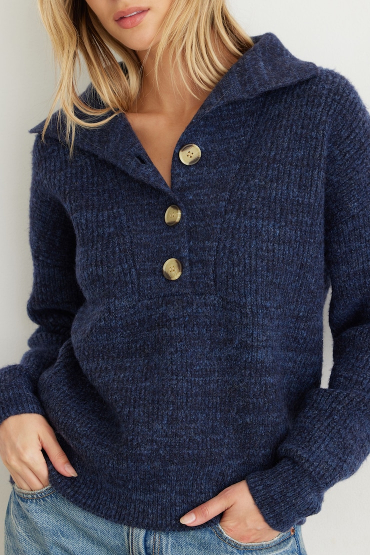 Half Button Sweater Orion Blue large