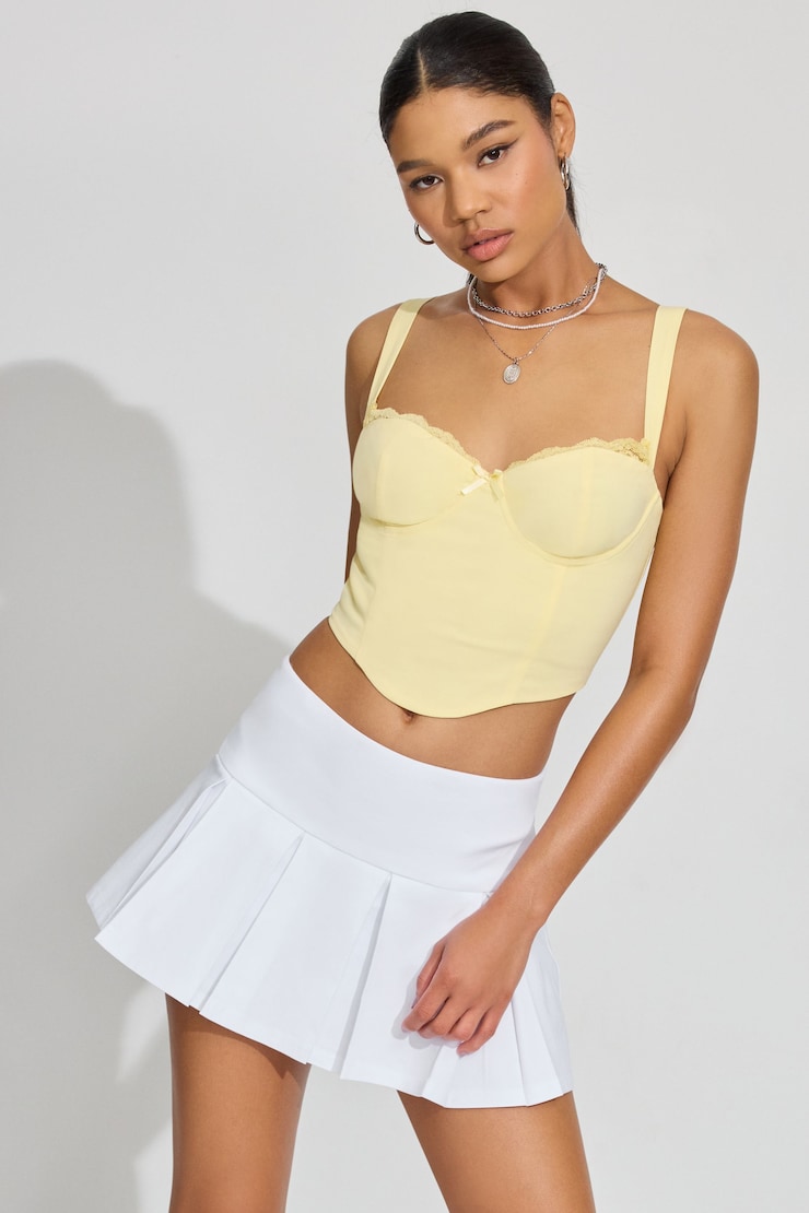 Jules Pleated Mini Skort White | Garage