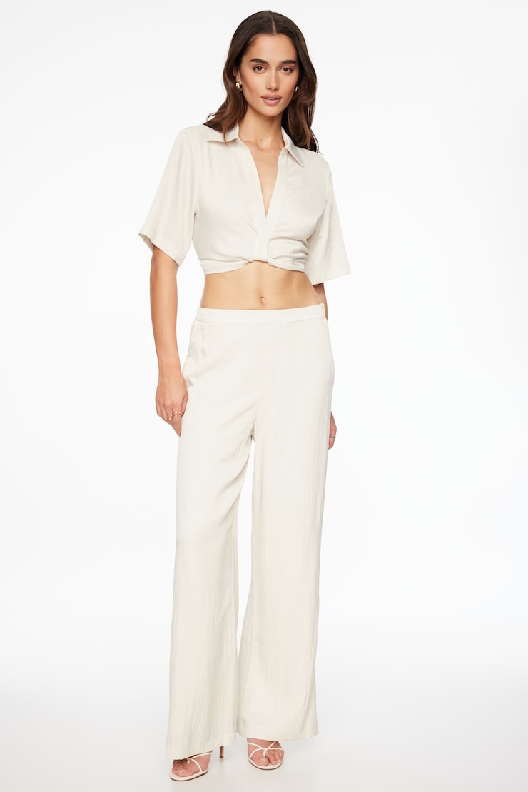 Crinkled Wide Leg Pants Polished Pearl large
