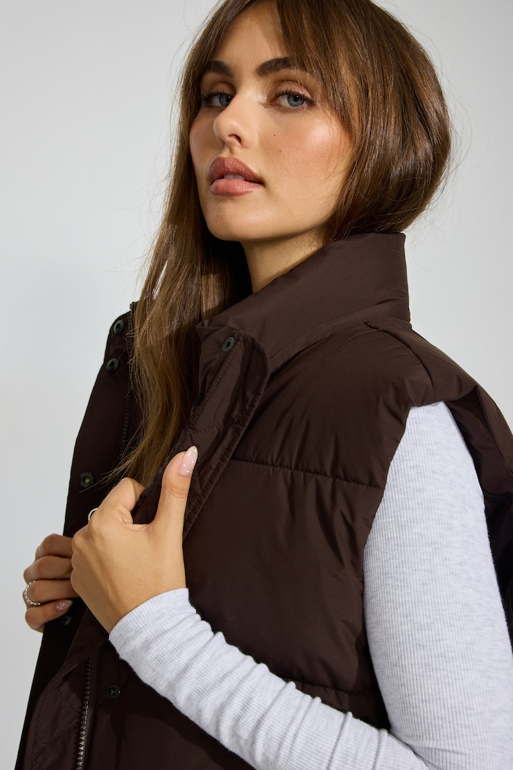 Perfect Puff Vest, Chocolate Mousse Brown, large