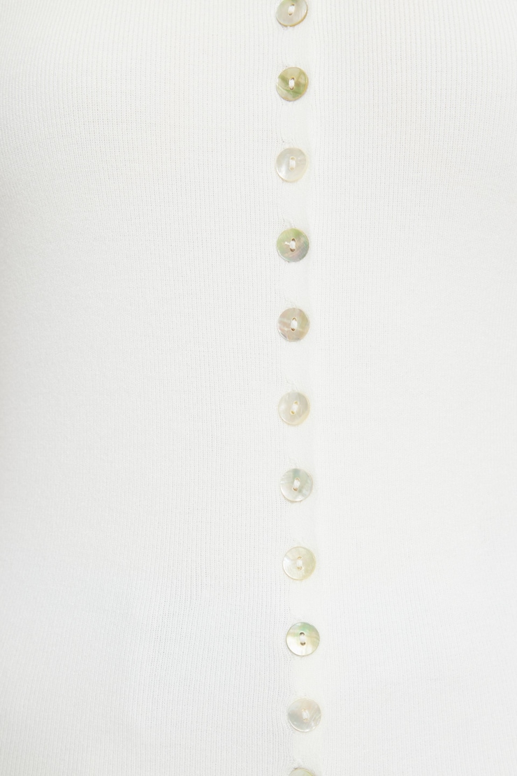 Ribbed Pearl Button Vest Snow White large