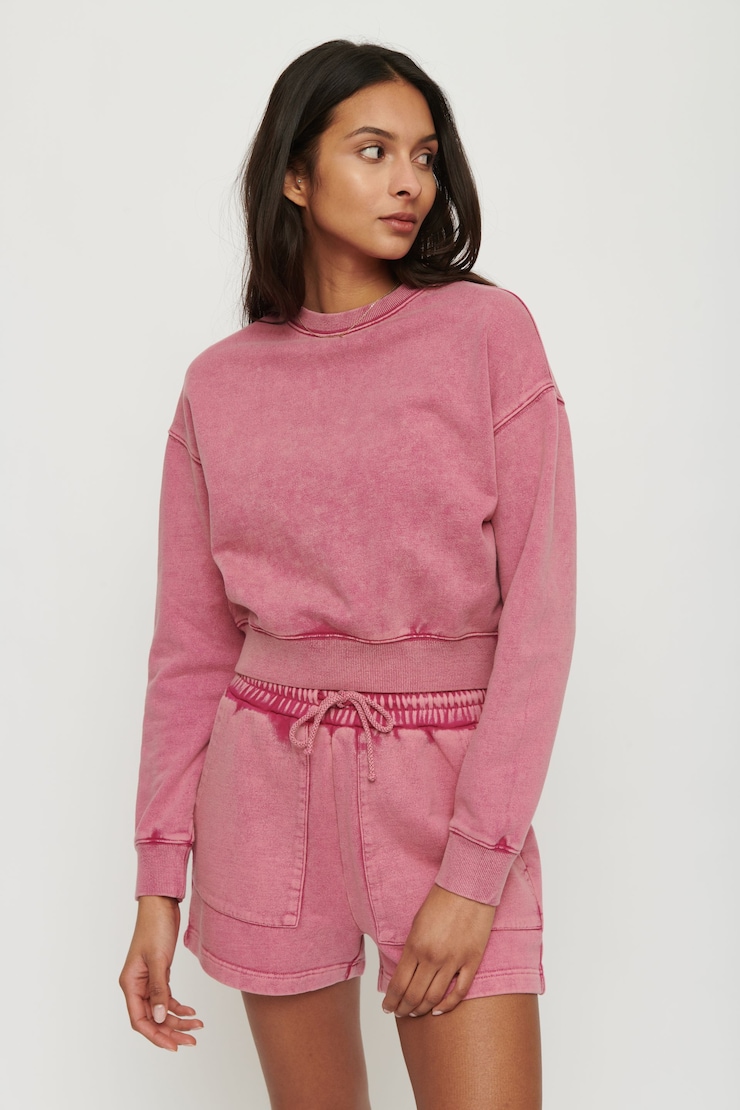Carnaby French Terry Crop Sweatshirt Garment-Dyed Berry Wine large