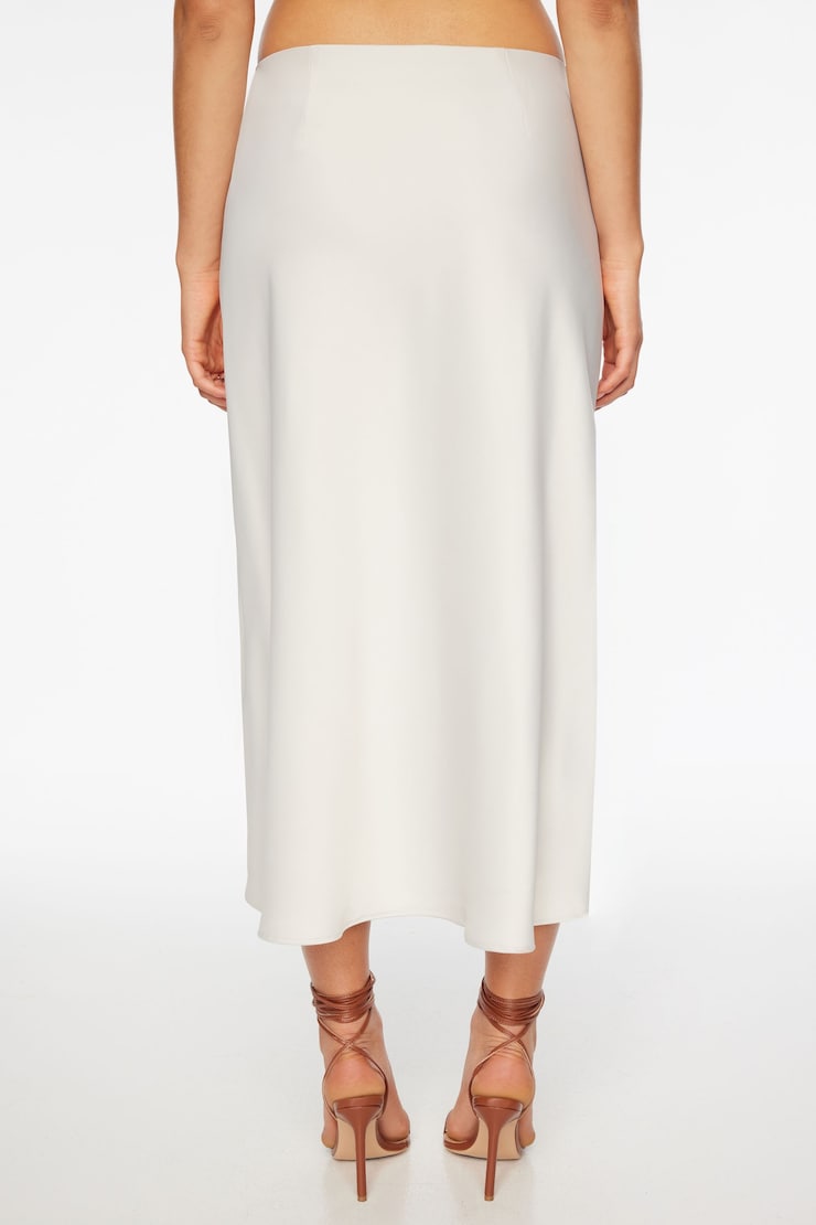 Melody Satin Slip Midi Skirt Pebble Gray  large