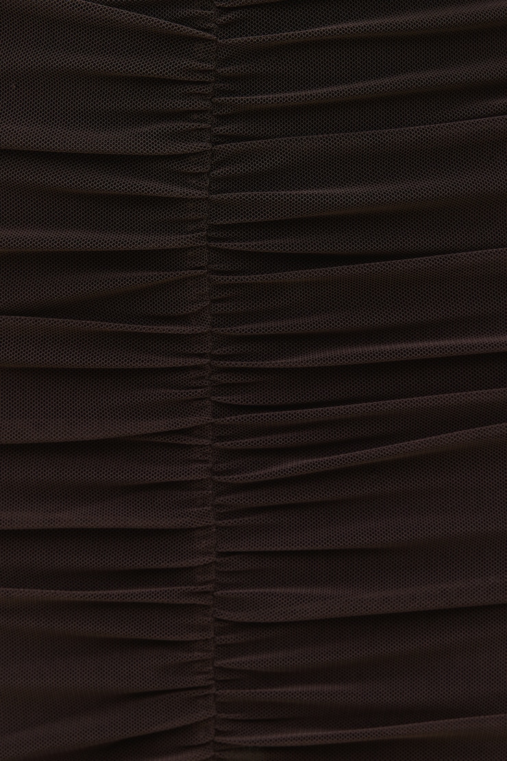 Ruched Mesh Maxi Skirt