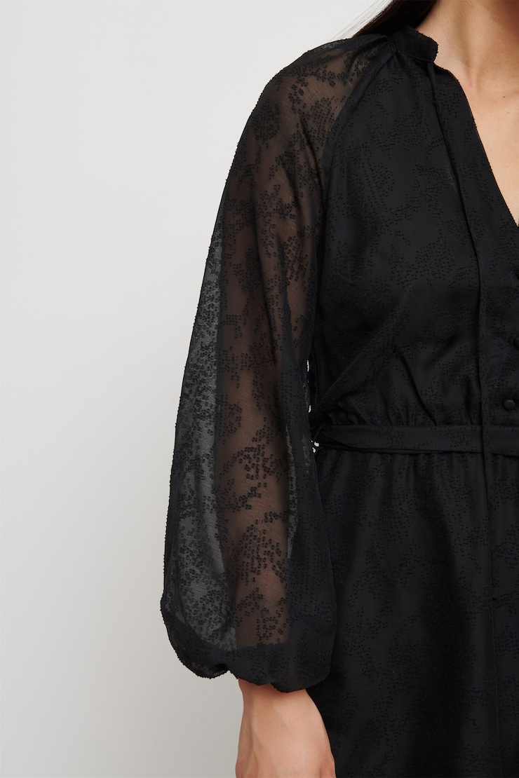 Long Sleeve Ruffle Dress Jet Black large