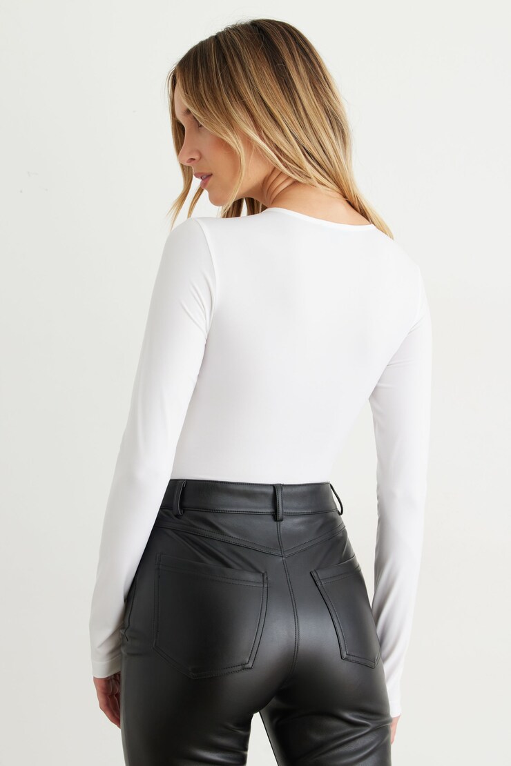 Sandrine Sculpt Long Sleeve V-Neck Bodysuit Bright White large