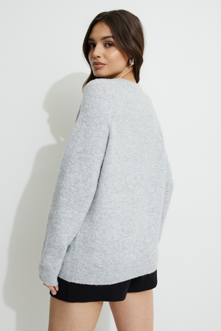 Raglan Crewneck Sweater Light Grey Mix large