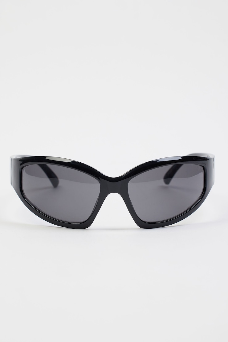 Wrap '90s Sunglasses, Jet Black, large
