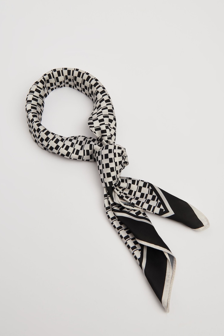 Square Scarf Black & White Geo Print large