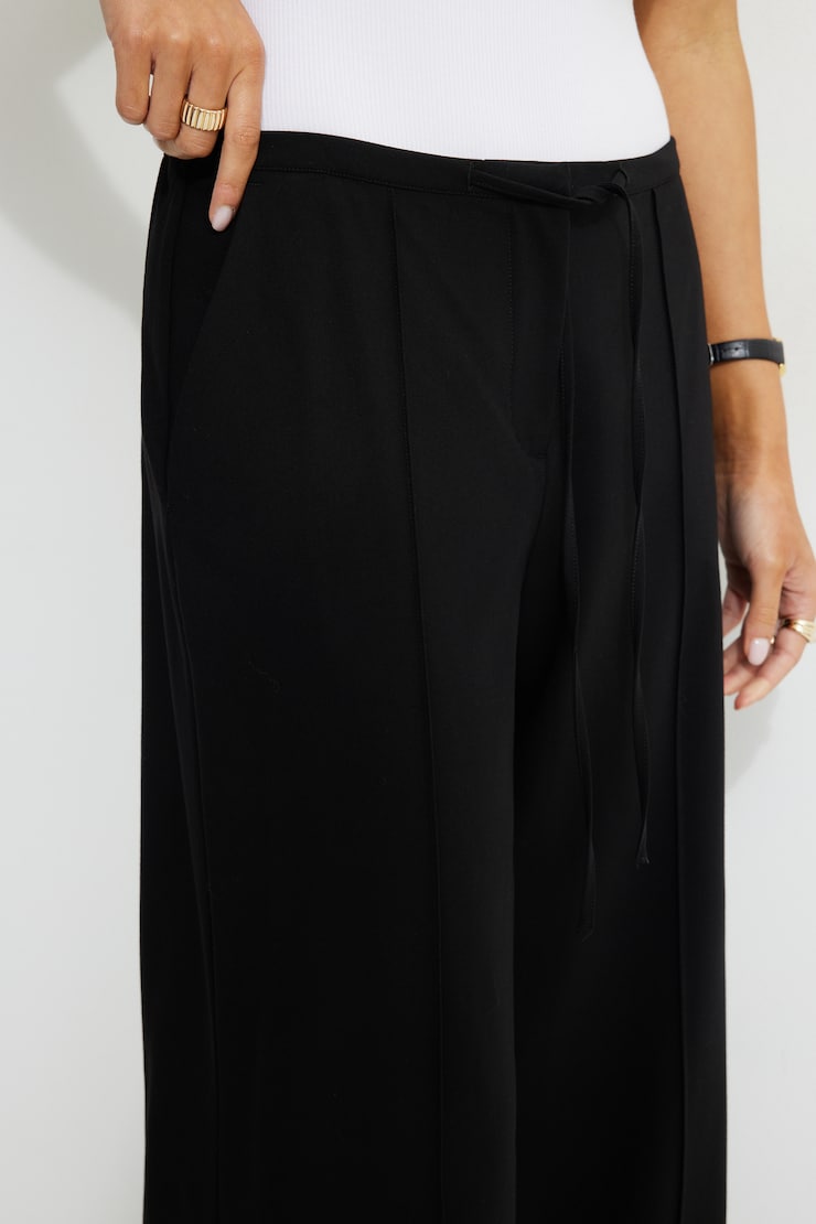 Drawstring Wide Leg Pants Jet Black large
