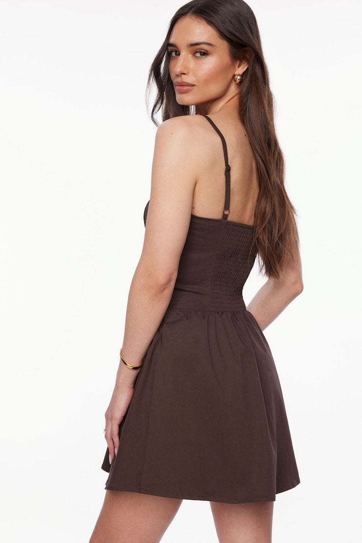 Corset Flare Mini Dress Chocolate Plum Brown large