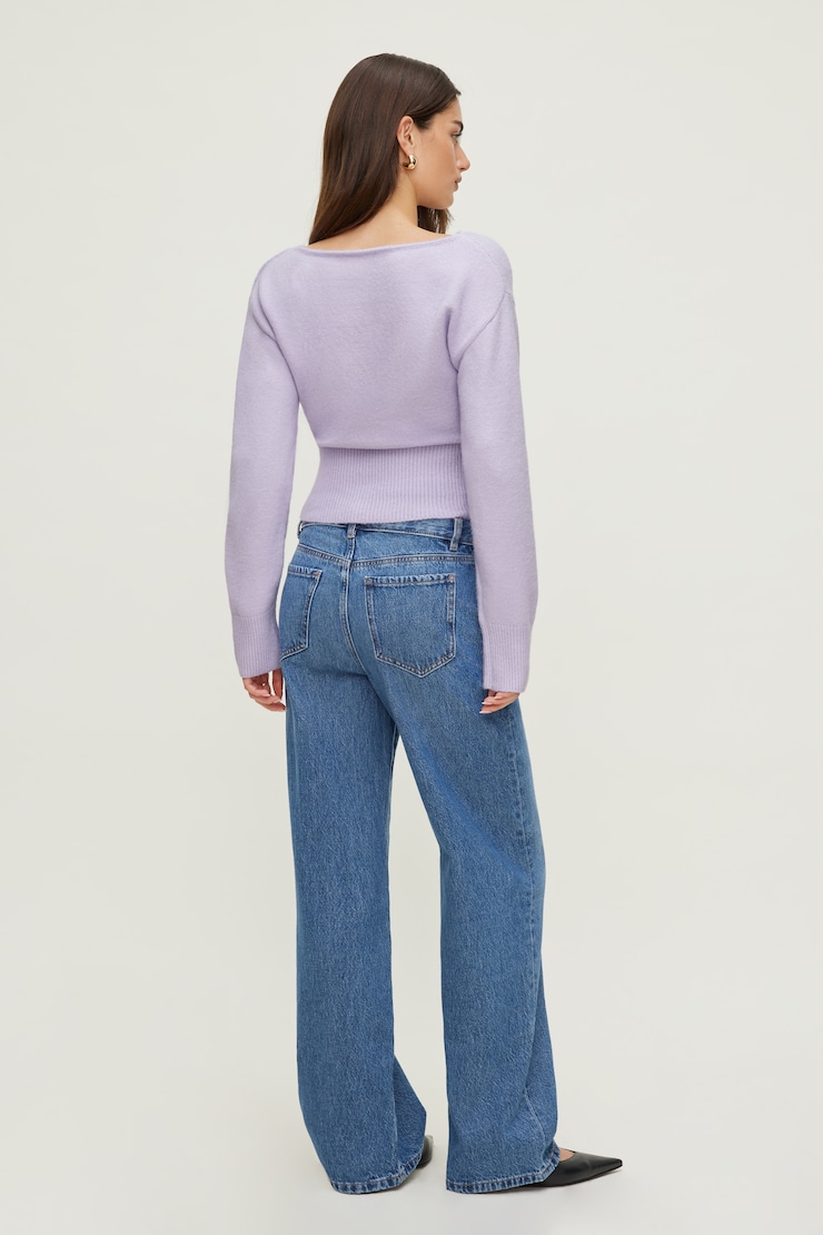 Juliet Cinched Boat Neck Sweater Orchid Petal Purple large