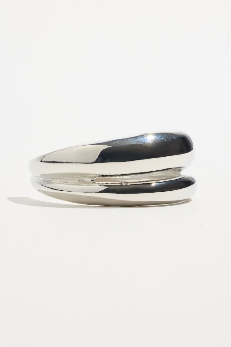 Double Curved Cuff Bracelet Silver large