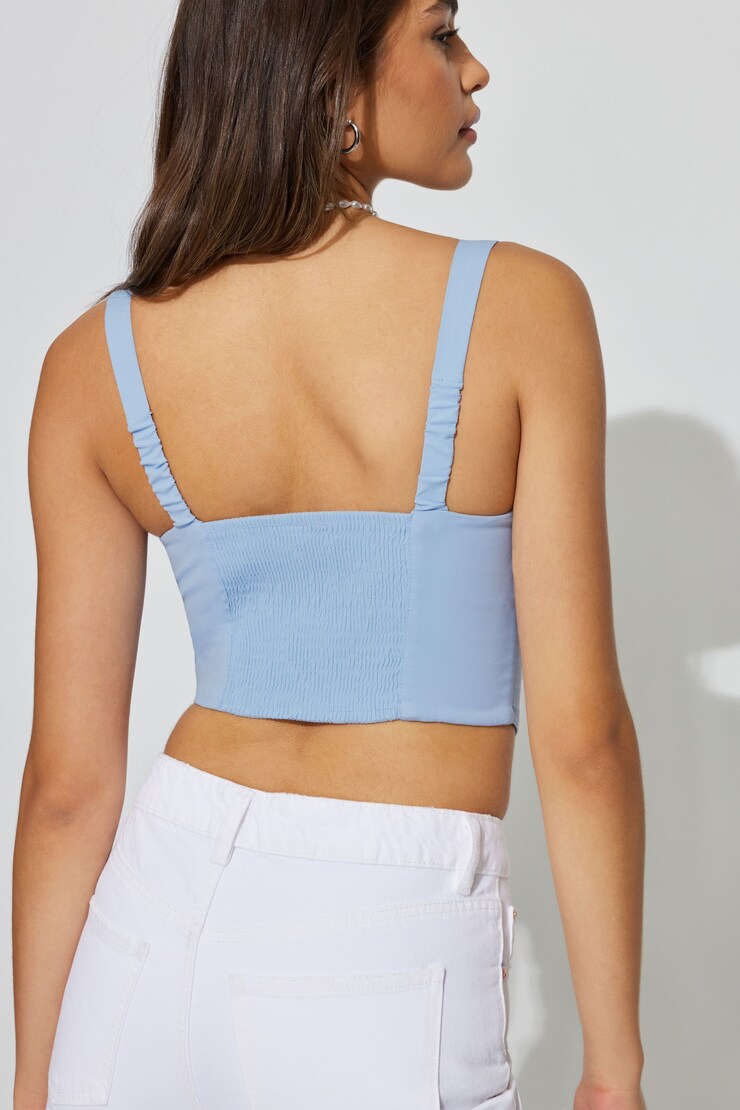 Lia Lace Trim Bustier Top, Serenity Blue, large